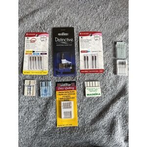 Sewing Machine Needles Lot Singer Schmetz Dritz Madeira + Guide Foot